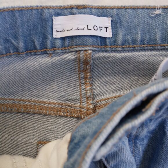 Loft High Waist Straight Crop Jeans Light Wash Distressed Women's 28 6 - Picture 4 of 9